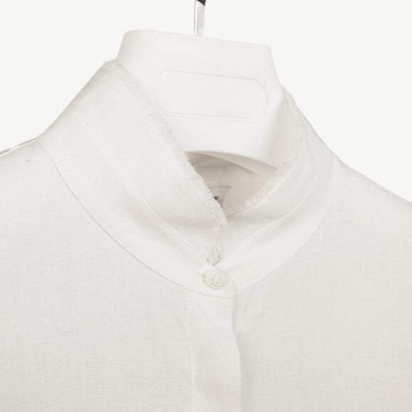 Loro Piana White Linen Fringe-Trim Long-Sleeve Buttoned Shirt - Picture 4 of 10